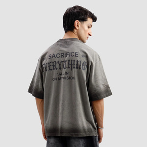 T-shirt tendance délavé à l'acide, imprimé sérigraphié, coupe oversize, manches courtes, respirant, col rond, style hip-hop, coupe carrée - Product Image 3