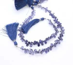 ลูกปัดอิโอไลต์ทรงหยดน้ำเจียระไนธรรมชาติ AAA ขนาด 5x7 มม. ลูกปัดอิโอไลต์สีน้ำเงินธรรมชาติทรงหยดน้ำ 8 นิ้ว อิโอไลต์ทรงหยดน้ำเจียระไน - Product Image 1