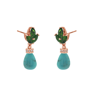Pendientes de Plata de Ley 925 con Turquesa y Diopsido Verde, Estilo Bohemia, Joyería Fina para Mujer - Product Image 4