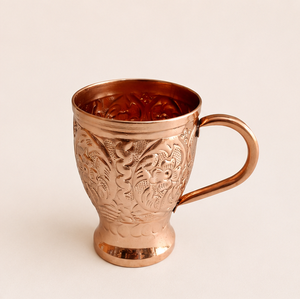 Mug à Moscow Mule en cuivre pur fait main avec motif floral vintage en relief, tasse à bière pour cadeaux et usage en bar - Product Image 6