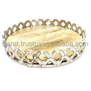 Nueva Bandeja de Servicio de Té y Café Art Deco para Madera, Aluminio y Metal para el Hogar, Hoteles y Restaurantes, Personalización Disponible - Product Image 1