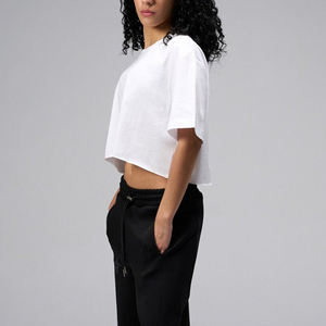 Camiseta Deportiva de Manga Corta para Mujer, 100% Algodón, Corte Holgado y Cómodo, Tejido Jersey Transpirable, Estilo Deportivo Liso - Product Image 5