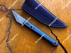 Cuchillo de Cuello Estilo Kiridashi de Acero de Damasco Premium, Afilado como una Navaja, Hoja Fija de 2 Pulgadas, Cuchillo Utilitario Miniatura, Cuchillo EDC de Transporte Legal - Product Image 6