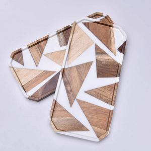 Creative Resin Kungfu Tea Cup Solid Wood Platter Crystal <b>Epoxy</b> Wood Resin Dried Fruit Serving Tray - Product Image 6