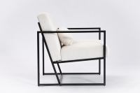 Fauteuil d'appoint en tissu bouclé personnalisé, fauteuil lounge moderne avec rembourrage en mousse haute densité et structure en métal thermolaqué