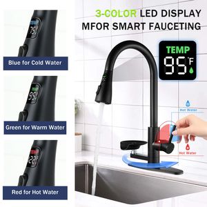 Rubinetto da Cucina 3-in-1 con Spruzzatore ad Arco Alto, Display LED a 3 Colori per Temperatura e Sciacquabicchieri in Vetro a Pressione, 3 Modalità di Spruzzo - Product Image 3