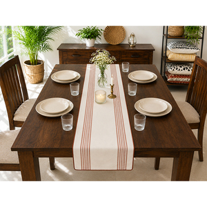 100% Cotton Printed <b>Table</b> <b>Runner</b> | Leaf Pattern Dining <b>Table</b> <b>Runner</b> | Elegant Botanical Decorative <b>Table</b> <b>Runner</b> - Product Image 2