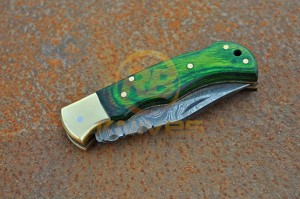 Cuchillo de Caza Plegable Premium OEM RB de Acero de Damasco con Mango de Palisandro, Empuñadura de Latón y Hoja de 7 Pulgadas para Camping - Product Image 5