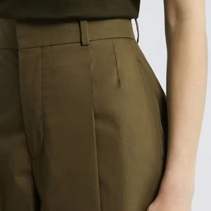 Pantalones acampanados ecológicos para mujer con cierre elástico en la cintura y logotipo personalizado, de corte medio y frente plano, para adultos. - Product Image 4