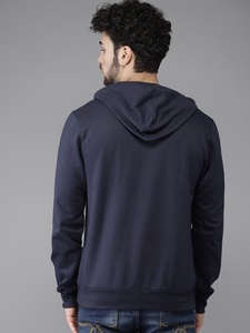 Sudadera con Capucha Azul Marino para Hombre, Corte Regular, Informal, de Algodón Tejido, con Bolsillo, para Otoño - Product Image 3