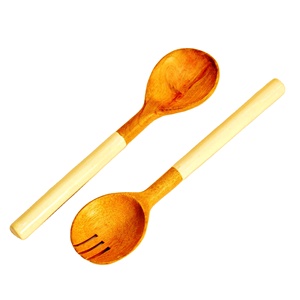 Ensemble d'ustensiles de cuisine en bois artisanaux assortis, cuillères décorées pour salade, décoration de table, cadeau, fabricant exportateur - Product Image 1