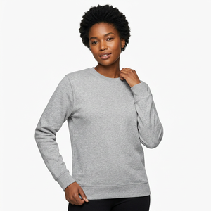 Sweat-shirt à col rond pour homme, coupe classique, gris uni, tricoté, 100% coton, vêtement décontracté pour l'automne - Product Image 2