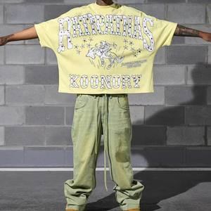 T-shirt surdimensionné pour homme avec motif graphique de cowboy, imprimé strass, style streetwear décontracté et tendance - Product Image 2