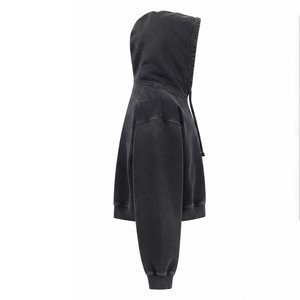 Sudadera con Capucha Extra Grande para Mujer, con Logotipo Personalizado, Color Negro Sólido, Tejido de Algodón, Hombros Caídos, Manga Larga, para Otoño - Product Image 4