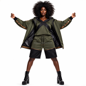 Running Short Set <b>Women</b> <b>Windbreaker</b> Jacket Lined Shorts Ventilation Panels Marathon Training Jogging Sportswear Short Sets - Product Image 1