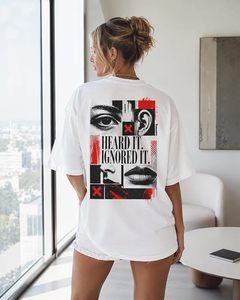 Camiseta Gráfica Oversize para Mujer, Manga Corta, Cuello Redondo, Estampada, Estilo Casual Urbano, Top de Verano - Product Image 3