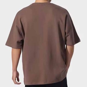 T-shirt personnalisé pour homme 100% coton, qualité luxe, col rond côtelé, motif uni, épaules tombantes, streetwear, t-shirt oversize - Product Image 5