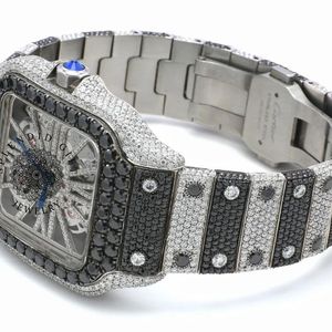 Reloj de Cuarzo de Lujo para Hombre y Mujer, con Moissanita, Caja Cuadrada Plateada de 39 mm, Movimiento Analógico ETA, Día/ Fecha, Cristal de Zafiro, Cierre Plegable - Product Image 2
