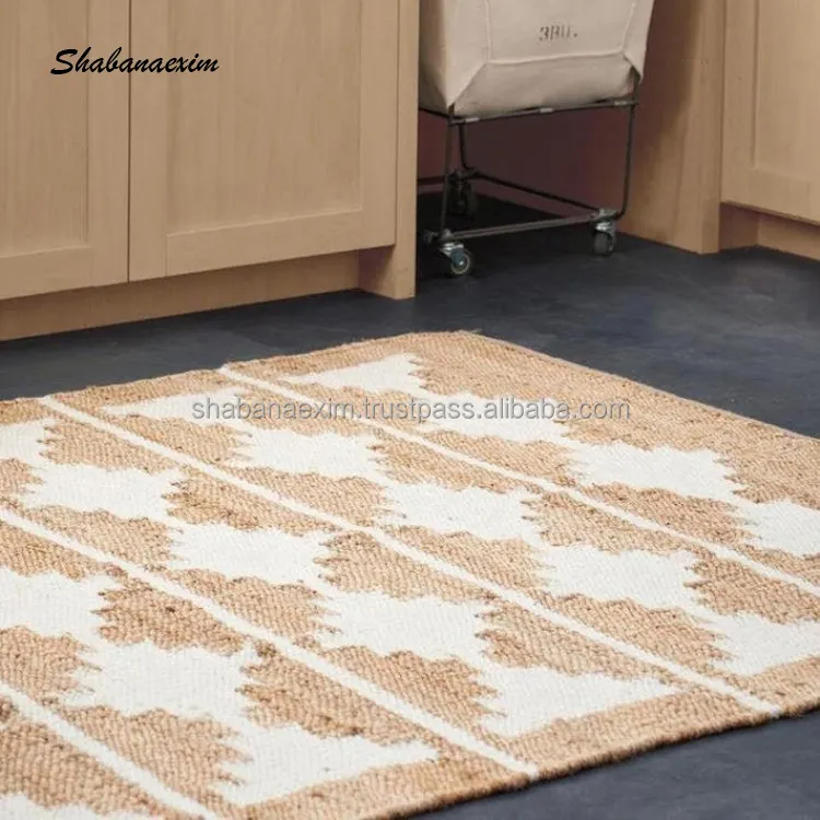 Zerbino naturale tappeto intrecciato a mano per 2024 natale fatto a mano decorazione interna tappeto di iuta lavabile con l'alta qualità