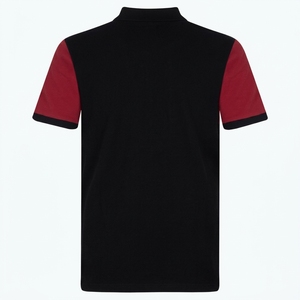 Polo en tricot à manches courtes pour homme, noir et rouge, style décontracté - Product Image 2