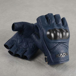 Guantes de Motocicleta de Cuero Genuino, Medios Dedos, con Protección de Pantalla Táctil, para Gimnasio, Ciclismo, Pesca, Transpirables, Resistentes al Viento, Anti-UV, con Hebilla - Product Image 2