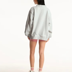 Sudadera de cuello alto oversize de algodón polar de color blanco prémium, estilo urbano, holgada, informal de invierno, personalizada, la más vendida - Product Image 4