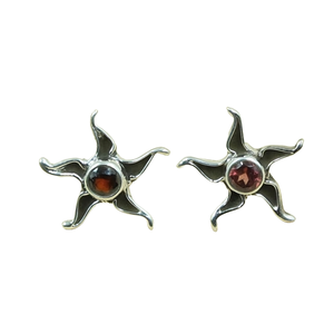 Pendientes de Plata de Ley 925 con Forma de Estrella Radiante, con Granate Natural, Hechos a Mano, Estilo Vintage, Joyería para Mujer, Piedra de Nacimiento de Enero - Product Image 1