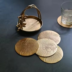 Vintage Inspired Metal Coaster Set Elegant Beverage <b>Protector</b> for Coffee <b>Table</b> Restaurant Bar Hotel Wedding Dining - Product Image 6