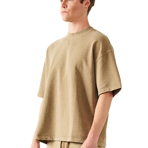 T-shirt Homme Oversize Col Rond Manches Courtes Évasées Épaules Tombantes Coupe Décontractée Ample Style Streetwear Personnalisé Vente en Gros Coton - Product Image 6
