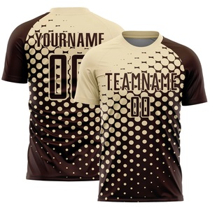 เสื้อฟุตบอลแบบซับลิเมชั่นสีน้ำตาลเบจลายจุด คอกลม แขนสั้น ระบายเหงื่อได้ดี สำหรับทุกเพศ ทุกวัย เหมาะสำหรับทีม - Product Image 2