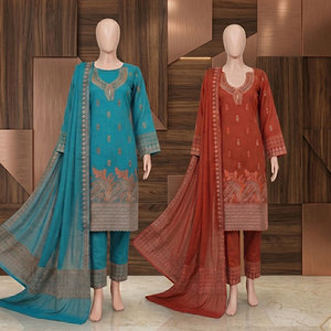 Traje Bordado de Algodón Premium para Mujer, Conjunto Tradicional Pakistaní de 3 Piezas, Cómodo para el Verano, para Fiestas, Talla M - Product Image 1