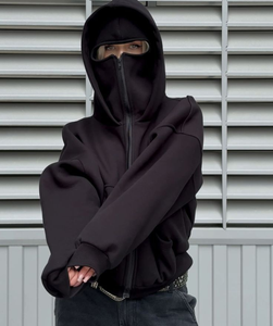 Sweat à capuche oversize en molleton de coton noir pour homme, motif tête de dragon, poche avant, décontracté, respirant, hiver, ODM - Product Image 6