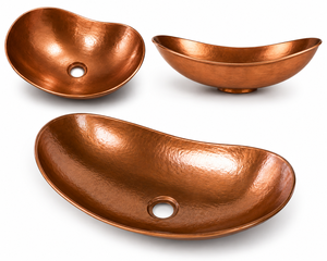 Decorative Oval Copper Wash Basin Handcrafted Metal Vessel Sink for <b>Bathroom</b> Countertops and <b>Vanity</b> Units - Product Image 5