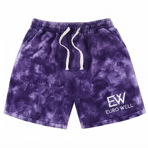 Retro Oversized <b>Fleece</b> <b>Shorts</b> Custom Dye Sun Faded French Terry Vintage Sweat <b>Shorts</b> Men Streetwear Wear Embroidered <b>Shorts</b> - Product Image 4