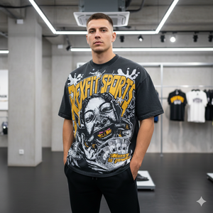 T-shirt noir délavé pour homme, marque privée, impression DTG personnalisée, 100 % coton, manches courtes, services OEM - Product Image 1