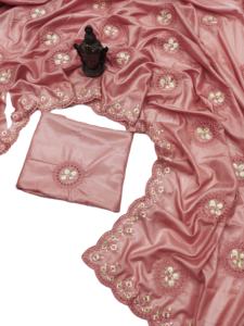 Saree DE TRABAJO bordado de seda suave pura de último diseñador por Fab Zone - Product Image 5