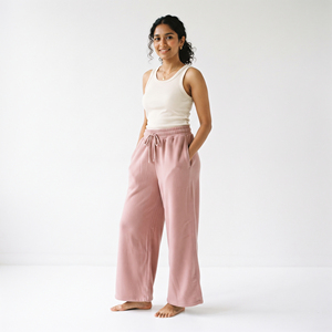 Pantalones de chándal holgados para mujer, casuales, 100% poliéster, forro polar, corte holgado, largo completo, cintura media con cordón, pierna ancha - Product Image 6