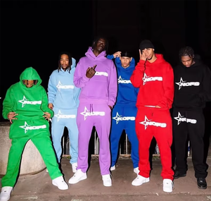 Ensemble de vêtements de sport de style américain, sweat-shirt et pantalon long pour homme, tendance streetwear pour couple, décontracté, coton et polyester légers - Product Image 2