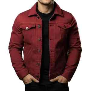 เสื้อแจ็คเก็ตผ้าแคนวาสลำลองแฟชั่นผู้ชายสำหรับฤดูใบไม้ร่วง ทรงหลวม มีโลโก้ด้านหน้า ไซส์ผู้ใหญ่ แจ็คเก็ตยีนส์ฟอกสี แจ็คเก็ตยีนส์สำหรับผู้ชาย - Product Image 1