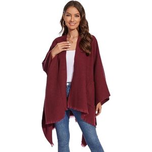 Shawl <b>Wraps</b> for Women, Elegant Knitted Cape Open Front Poncho Scarf <b>Blanket</b> Cardigan Coat for Autumn and Winter - Product Image 2