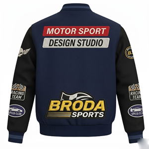 Veste de moto vintage personnalisée pour homme de haute qualité, broderie, patch, style NASCAR F1, OEM ODM, veste personnalisée - Product Image 6