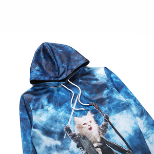 Sudadera con Capucha Extra Grande de Forro Polar para Hombre, Marca AFAN SMART SHOP, con Estampado Digital 3D de Gato, 100% Poliéster, de Secado Rápido, para Otoño - Product Image 3