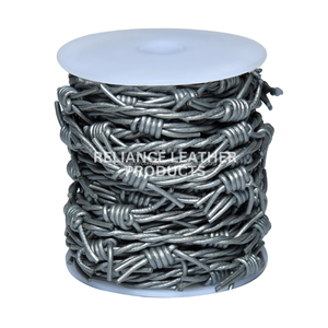 2mm Metallic Shine Bulk Leather Barbed <b>Wire</b> Cord Twisted Cowhide Rope Metallic Jewelry Making Cord Export Quality Supplier OEM - Product Image 5