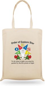 OES Masonic Eastern Star Shriner Canvas <b>Tote</b> <b>Bag</b> Multiple Fraternal Designs Zipper Closure Waterproof Reusable Shopping <b>Bag</b> - Product Image 1