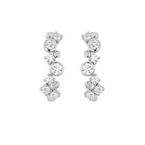 Boucles d'oreilles grimpantes en argent S925 et or massif 14K avec diamants, style bulle, serties clos, pour femme, élégantes, pour mariage - Product Image 2
