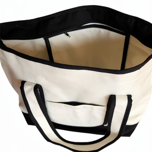 <b>Large</b> Capacity Canvas Boat Tote <b>Bag</b> with Pockets and Thick Shoulder Handle for <b>Beach</b> & Daily Use - Product Image 5