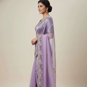 ผ้าส่าหรีดีไซน์อินเดียแบบใหม่จากผู้ผลิต สำหรับงานปาร์ตี้ ผ้าไหมเนื้อนุ่ม ยาว 5.5 เมตร คุณภาพส่งออก - Product Image 1