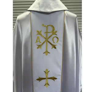 Casulla de Sacerdote Blanca de Satén con Bordado de Cruz 2026, Hecha a Medida, de Alta Calidad, Nuevo Diseño, Casulla Bordada - Product Image 4