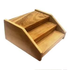 Wood 3 Steps Deity Stand Multipurpose Metallic Rack Storage Holders Modern Style Carve <b>Wall</b> Art <b>for</b> Spices - Product Image 1