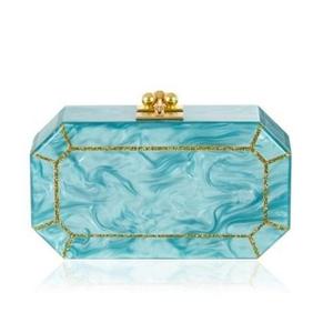 Bolso de Noche para Mujer, Estilo Moderno, Nuevo Color, Elegante, Geométrico Turquesa, con Detalles en Dorado Brillante, Cierre Magnético, para Todas las Temporadas, Estilo Bohemio - Product Image 1
